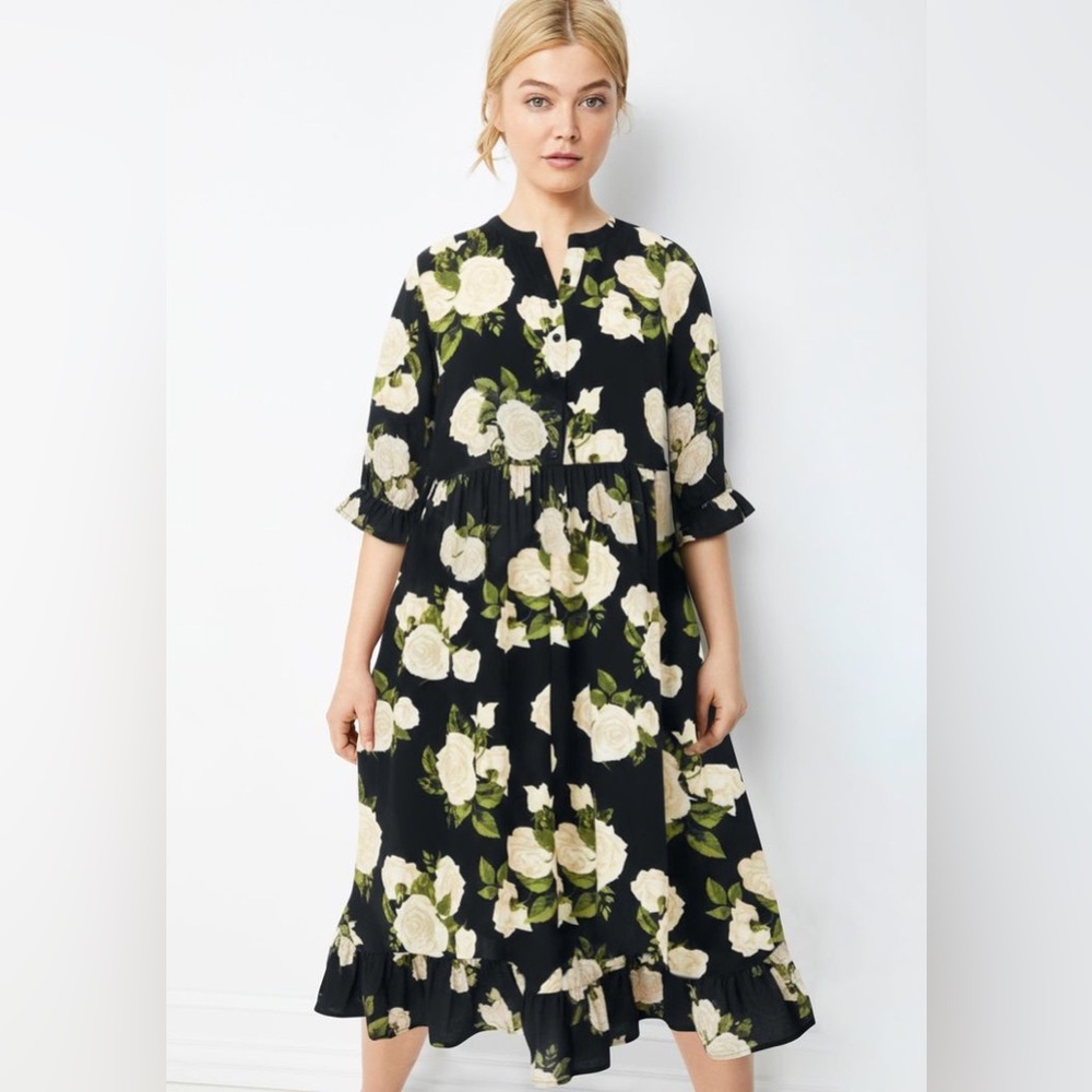 PLUS SIZE Ruffled Empire Dress